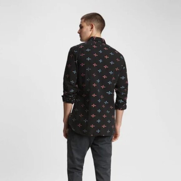 John Varvatos CLAYTON STAR SPORT Shirt Men's XXL Black Long Sleeve Button Up - Picture 2 of 10